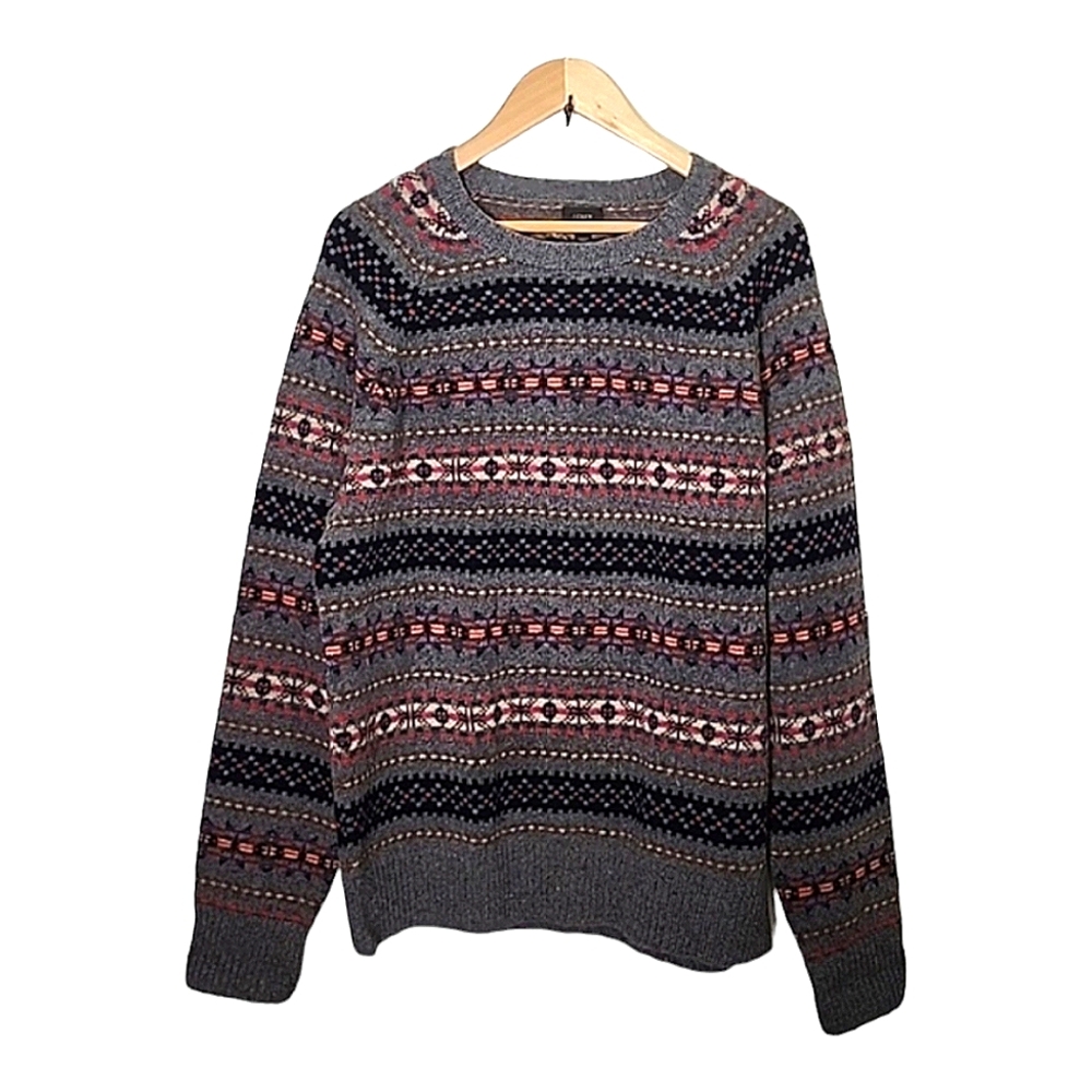 J. Crew Fair Isle 100% lambs wool sweater size L